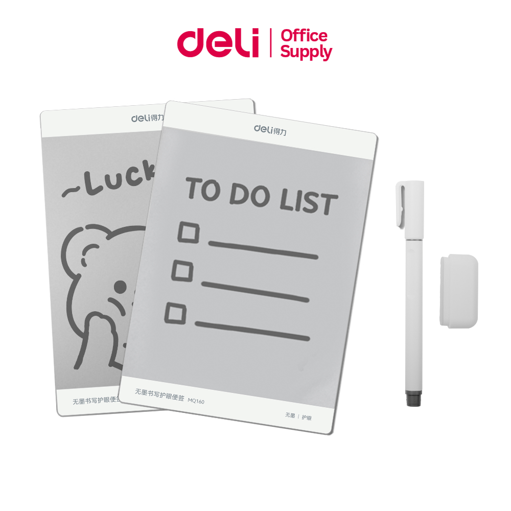 Deli กระดานไวท์บอร์ด A5 2แผ่น พร้อมปากกาแม่เหล็ก+แปรงลบ กระดานแม่เหล็ก ติดตู้เย็น Magic Whiteboard