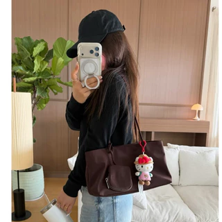 Oncyshop กระเป๋าสะพาย แถมใบเล็กทุกออเดอร์ คู่สีbrown-pink กระเป๋าไนลอน