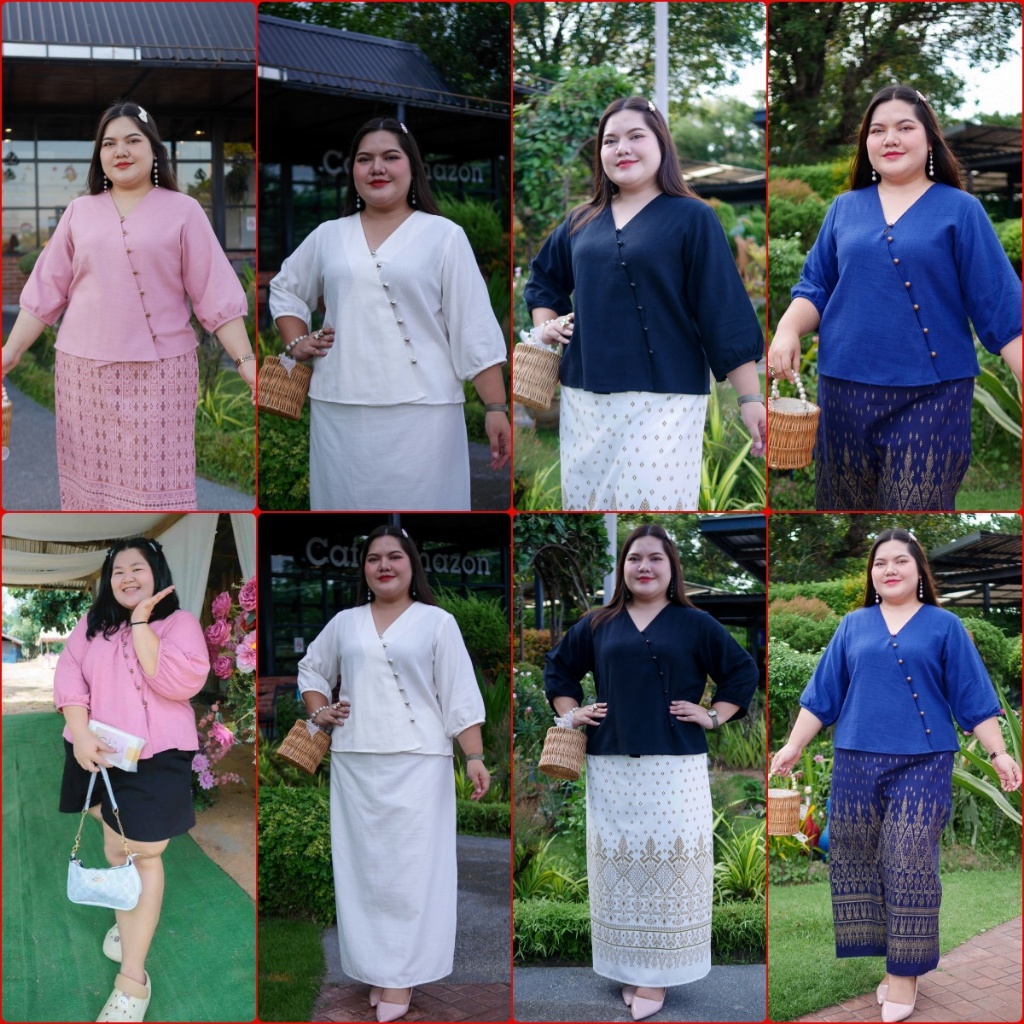 เสื้อผ้าฝ้ายเยื่อใผ่แขนตุ้ม อก 48 50 52 54 56 58 60 62 นิ้ว เสื้อพื้นเมืองผู้หญิง