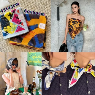 [เคาน์เตอร์ญี่ปุ่น] ผ้าพันคอไหม ViVienne Westwood ผ้าเช็ดหน้า ผ้าเช็ดหน้าสี่เหลี่ยมเล็ก สไตล์ Saturn ลายจุด
