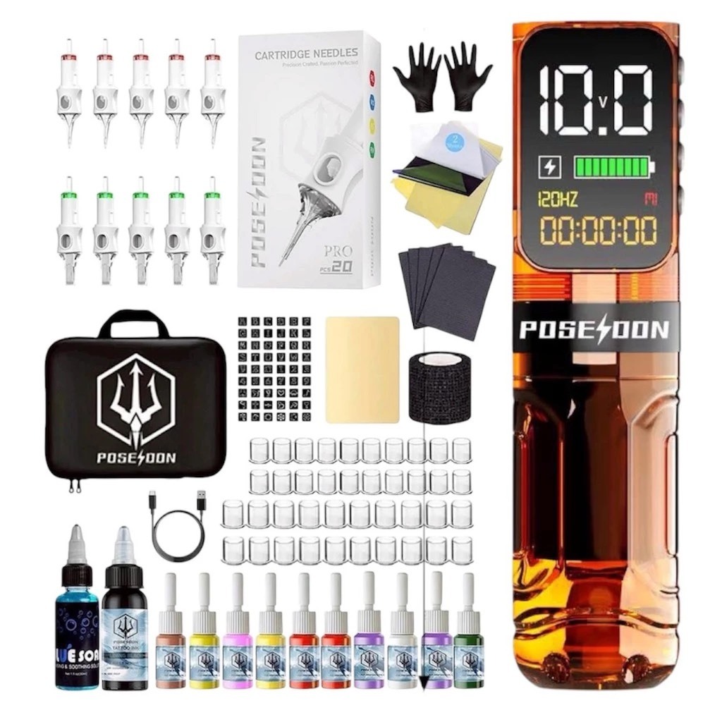 TATTOO KIT PD Wireless OARANGE ชุดอุปกรณ์ฝึกสัก ไร้สาย สีส้ม เครื่องน้ำหนักเบา ใช้งานง่าย