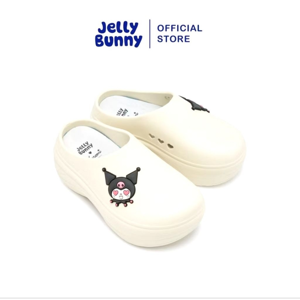 รองเท้าแตะส้นตึก Jelly Bunny รุ่น MAVERICK MIZUKI สีครีม ตกแต่งลาย Kuromi ขนาด 40/41