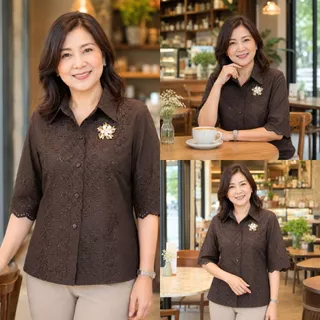 ร้านแชมป์อุดร เสื้อลูกไม้ผ้าบางคอปก มีมากกว่า 10 สี อก 40,42,44,46,48,50