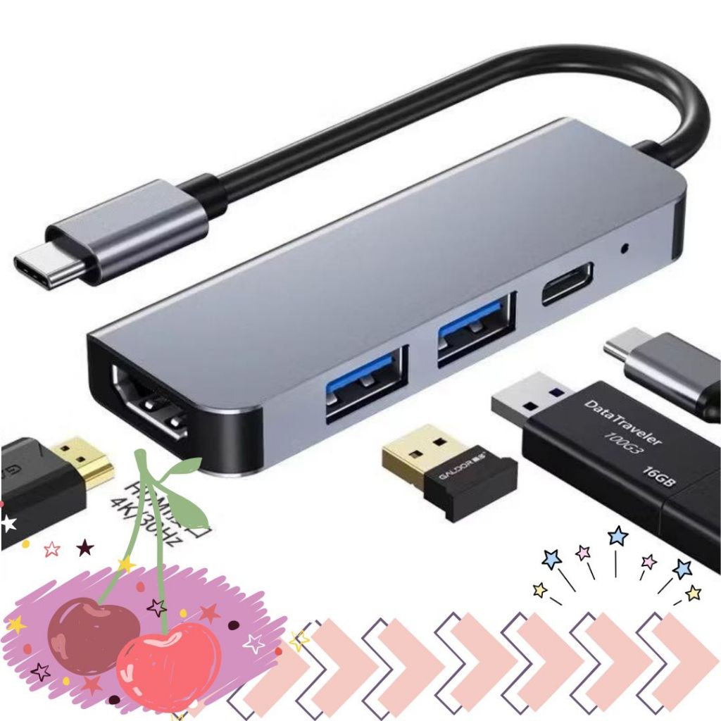 พร้อมส่งจากไทย ตัวแปลง USB-C Hub 4 in 1 Type-C to HDTV 4K USB 3.0x2 USB-c/PD adapter