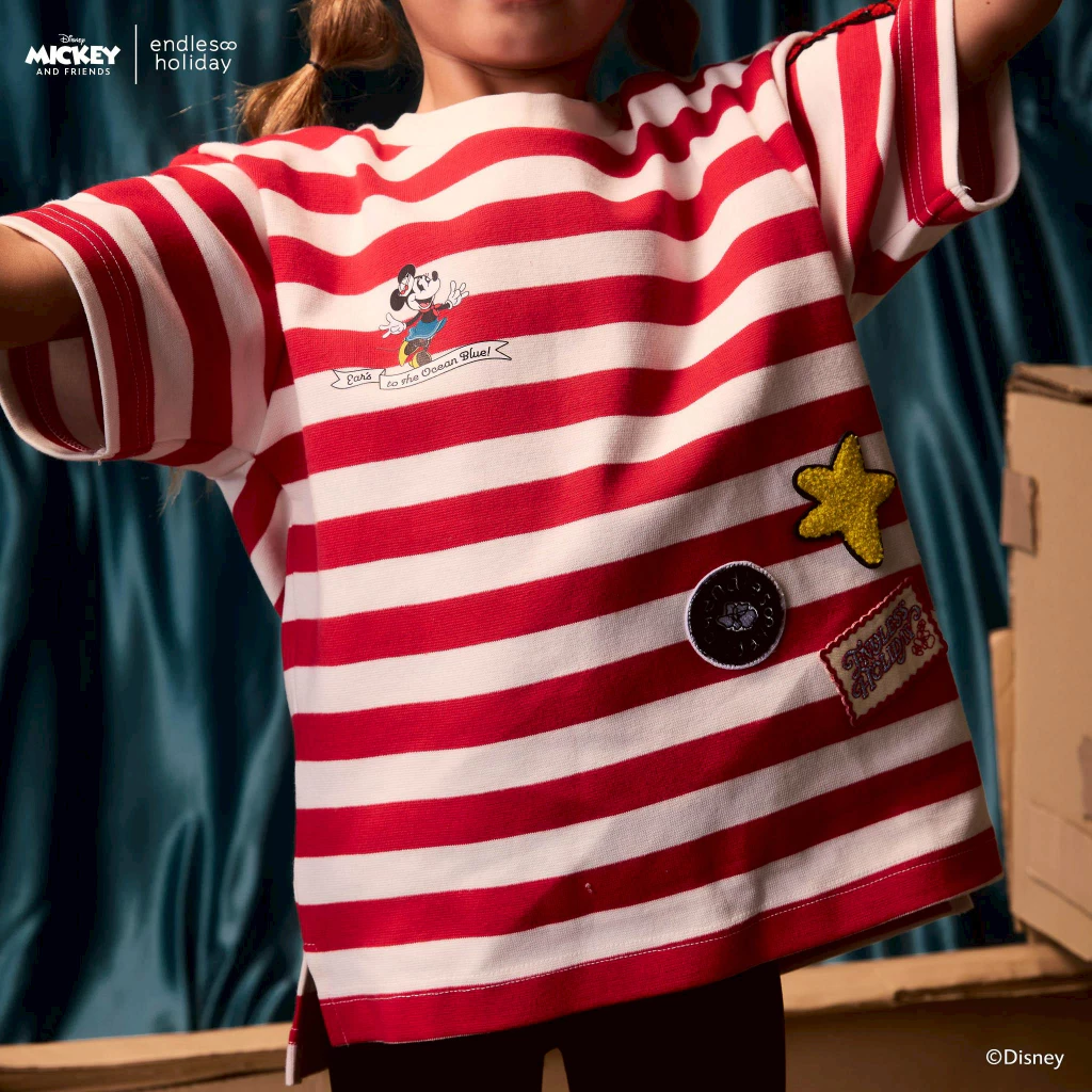 Endless Holiday Mini Weekend Tee Minnie Ears to the Ocean Blue & Red Stripe