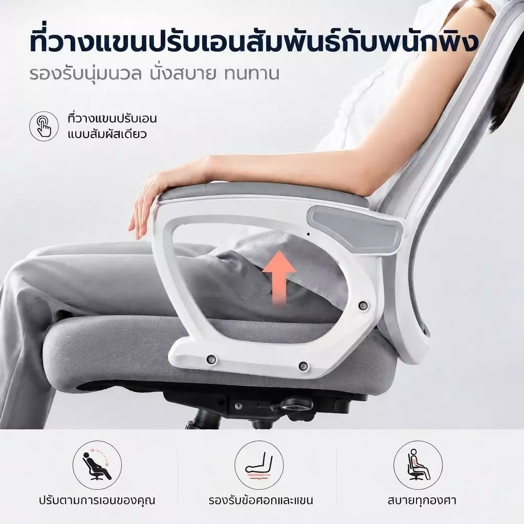 Millera เก้าอี้ทํางาน เก้าอี้เพื่อสุขภาพ ซัพพอร์ตหลัง แก้ปวดเมื่อย นั่งสบายตลอดวัน มีที่พักขา thumbnail 8