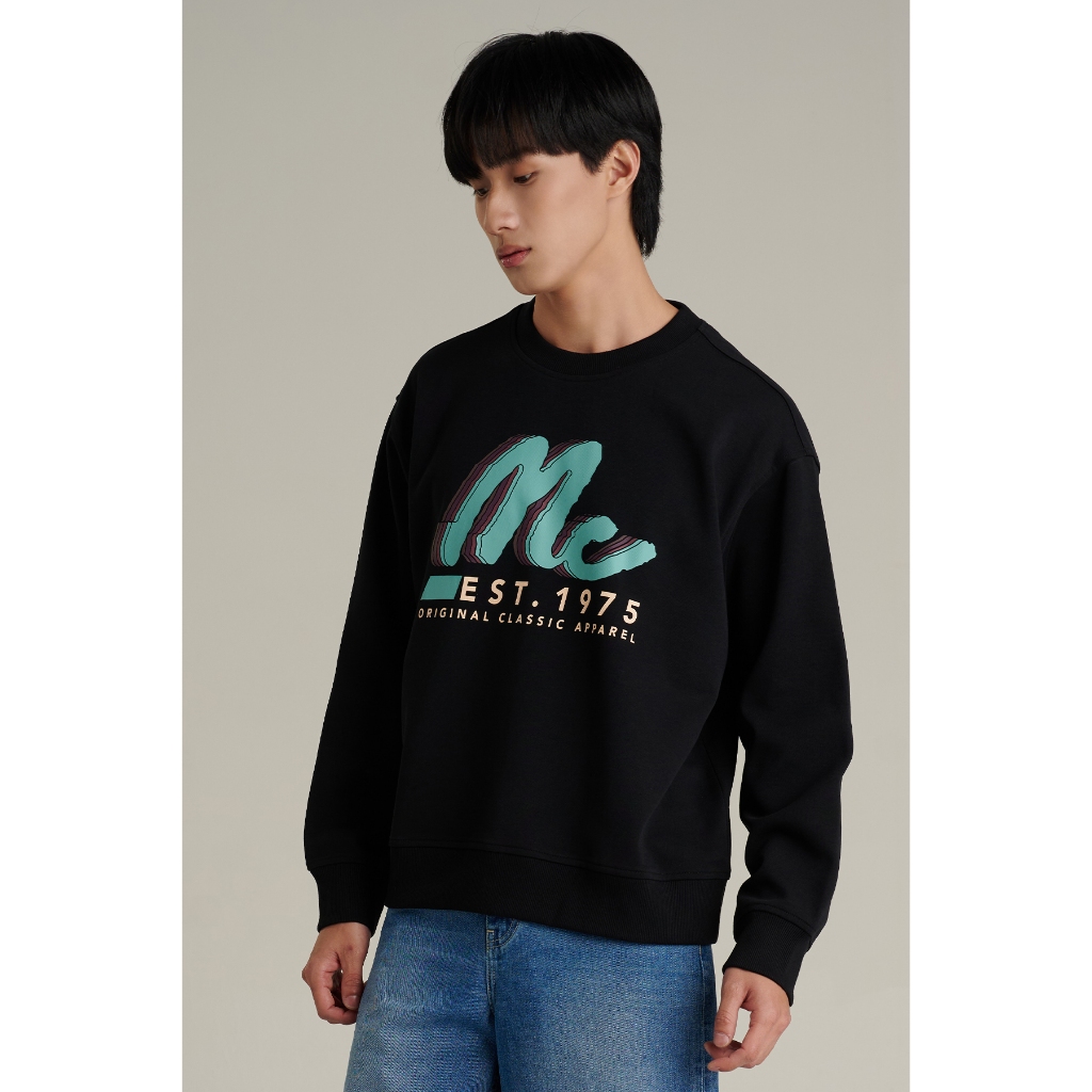 Mc JEANS (แม็คยีนส์) เสื้อกันหนาวผู้ชาย เสื้อกันหนาวแขนยาว ทรงบ็อกซี่ Boxy Fit Sweater มีให้เลือก 2 สี MSWP062