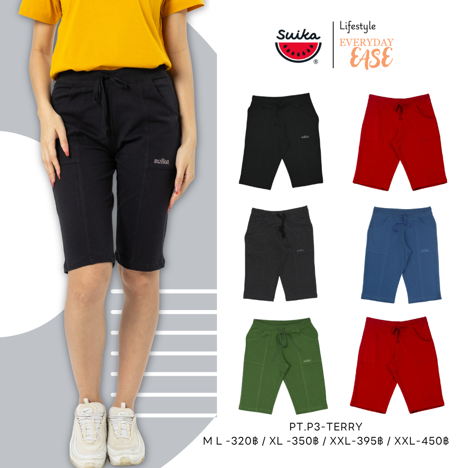 เสื้อแตงโม (SUIKA) - เกงเกงเอวเชือกผูก ขาสามส่วน (ประมาณเข่า) รุ่น TERRY ( PT.P3-TERRY 64 34 61 06 59  )