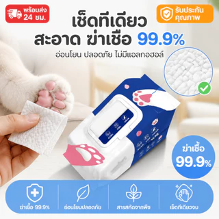 ทิชชู่เปียก 80 ชิ้น ผ้าเช็ดแมว ผ้าเช็ดสุนัข ผ้าเช็ดสัตว์เลี้ยง สำหรับเช็ดสัตว์เลี้ยง อ่อนโยน ไม่ระคายเคือง
