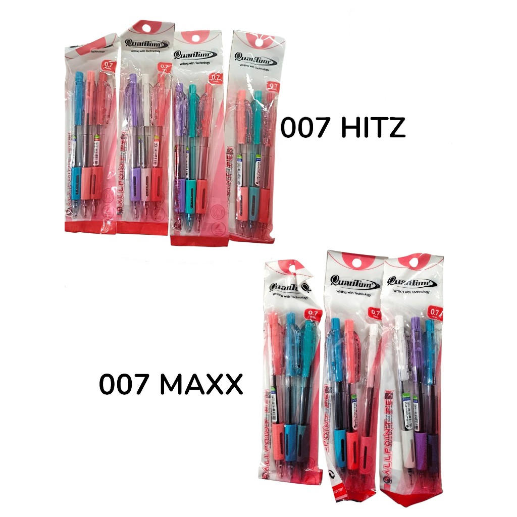 ปากกาลูกลื่น ควอนตั้ม Quantum 007 MAXX และ 007 HITZ เเพ็ค 3 ด้าม