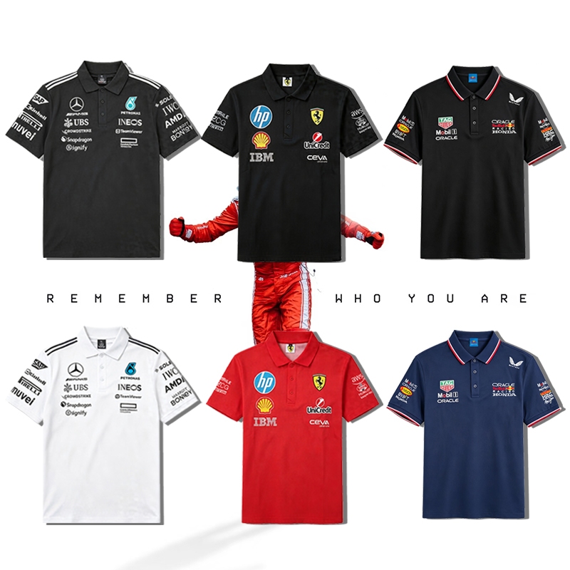 【ส่งจากไทย】แขนสั้น เสื้อโปโล F1 Benz งานปัก ปักลายจริง (ไม่ใช่สกรีน) สไตล์มอไซค์ ปกพับ ผ้า2ชั้น สไตล์เรโทรเรซซิ่ง