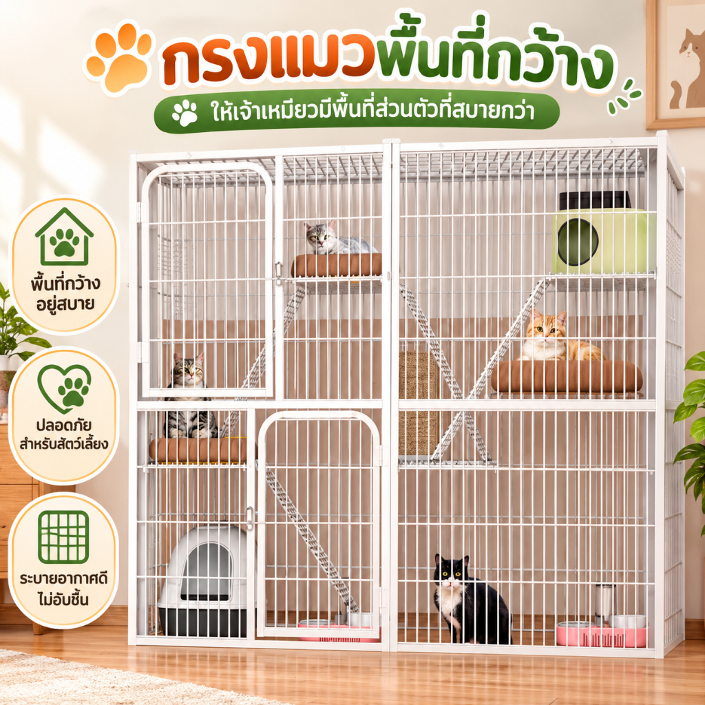 กรงขังแมว กรงขังแมว กรงแมวขนาดใหญ่ 3ชั้น 4ชั้น Pet Cage กรงสัตว์เลี้ยง กรงแมวขนาดใหญ่ กรงกระต่าย พื้นที่ว่างขนาดใหญ่