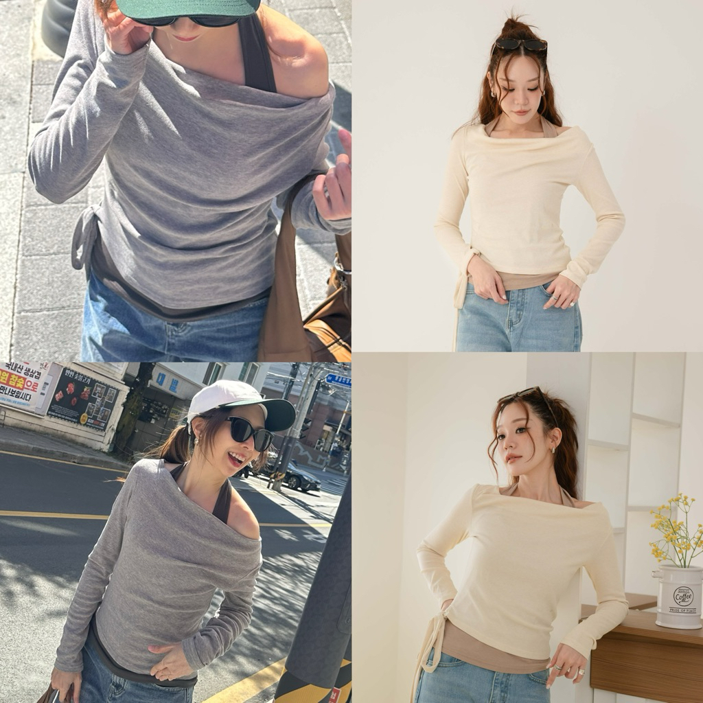 FLASHMARBLE - TAMMY TOP เสื้อตัดแต่งผ้าเลเยอร์ เนื้อผ้านุ่ม ยืดหยุ่น