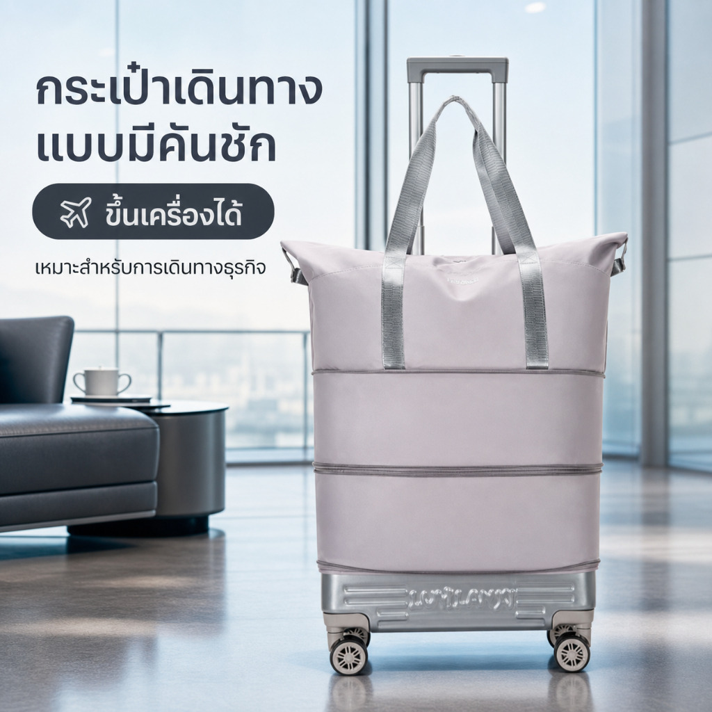กระเป๋าเดินทางพับได้ น้ำหนักเบา ทนทาน ล้อหมุน 360° ลื่นไหล จุเยอะ พกพาสะดวก กันน้ำ