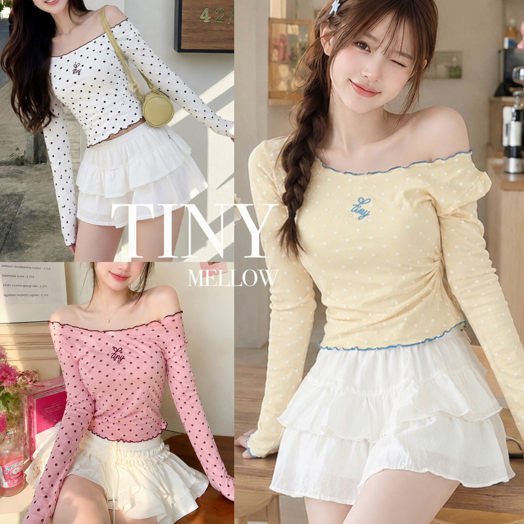 Tiny - AIVY TOP  เสื้อแขนยาว เสื้อยืด ผ้ายูนิ ผ้ายืดหยุ่นใส่สบาย ปักโลโก้ - ( ไอวี่ )