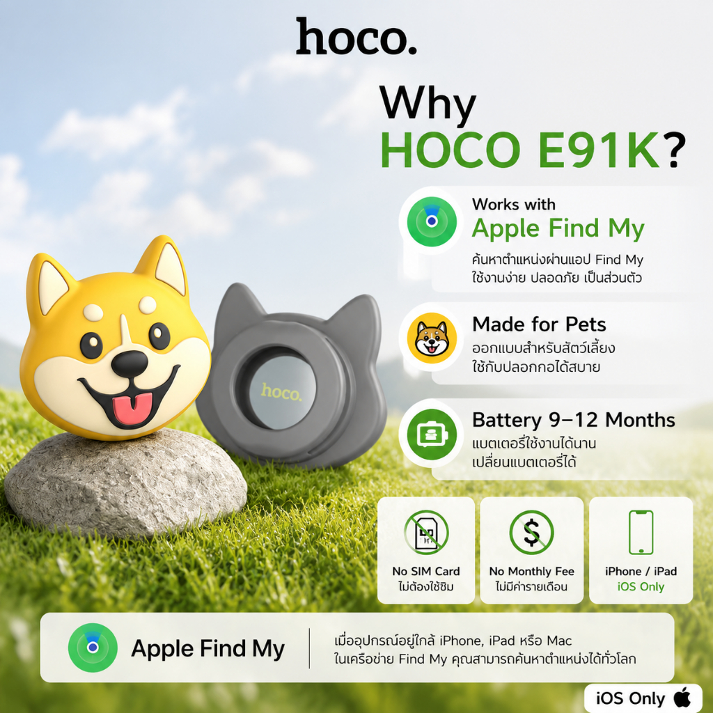 HOCO E91K Smart Tag Pet Tracker Apple Find My รูปที่ 2
