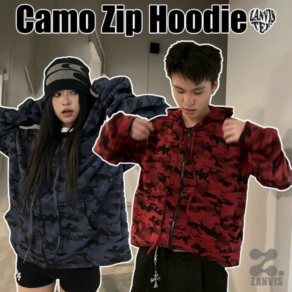 (Zanvistee) Camo hoodie เสื้อฮู้ดลายทหาร
