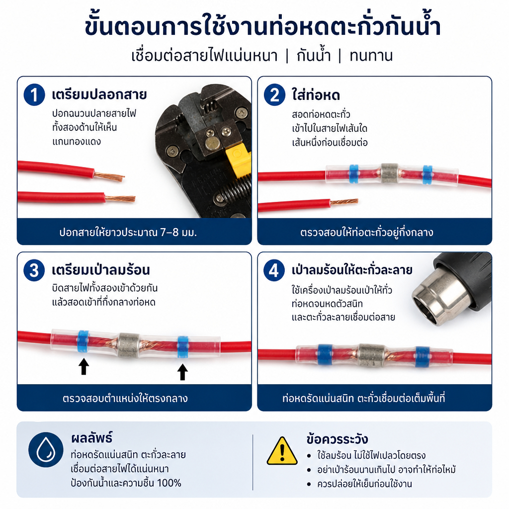 (F0X) ท่อหดตะกั่วแบบกันน้ำ เชื่อมต่อสายไฟ แพคละ 10 ชิ้น รูปที่ 3