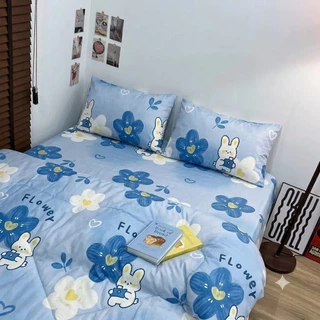 ชุดเครื่องนอน ผ้าฝ้ายสีอบอุ่น นุ่มสบาย ซักง่าย เหมาะสําหรับการนอนเปลือยกาย ลายแมวสุดน่ารัก พร้อมปลอกหมอนและผ้าคลุมเตียง