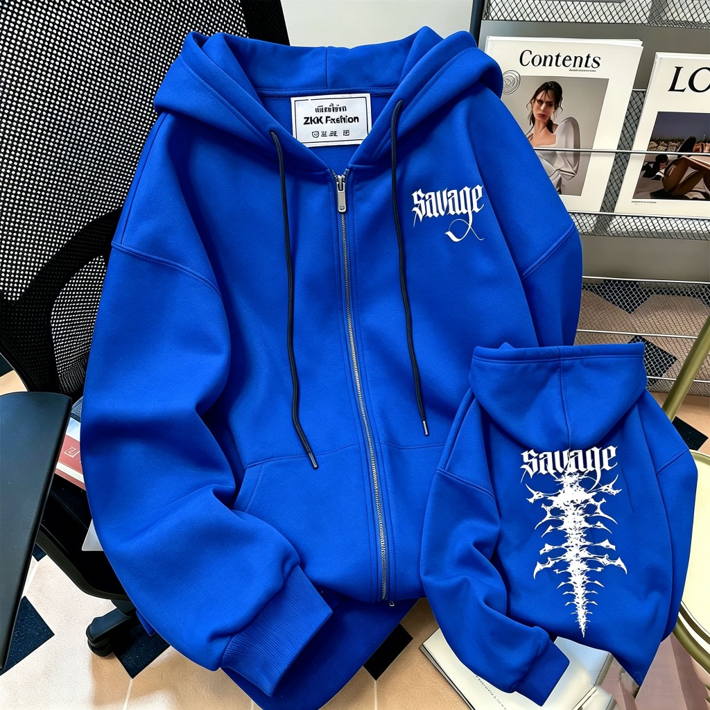 เสื้อฮู้ดซิปผู้หญิง ลายกราฟฟิกพิมพ์หน้า-หลัง รูปที่ 8