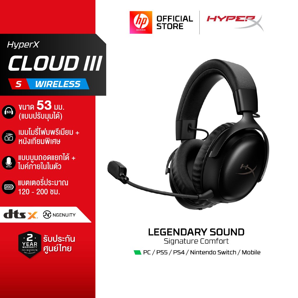 HyperX Cloud III S [Wireless] Over-ear Headset Gaming หูฟังไร้สาย หูฟังเกมมิ่ง