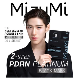 กล่อง MizuMi 2-STEP PDRN PLATINUM BLACK MASK 30ml + 1g พีดีอาร์เอ็น แพลทตินัม แบล็กมาส์ก อินสแตน
