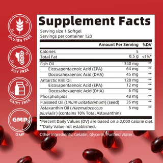 Mulittea astaxanthin+น้ำมันปลา+น้ำมันคริลล์ สารต้านอนุมูลอิสระ บำรุงข้อต่อ กล้ามเนื้อ ผิวหนัง ตา และหลอดเลือด 120 ชิ้น