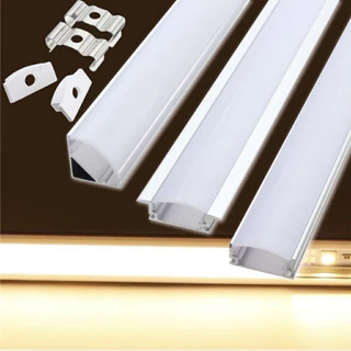 โปรไฟล์อลูมิเนียม LED 1เมตร 2เมตร สำหรับติดตั้งแถบไฟ ตกแต่งบ้าน คุณภาพสูง มีขอบปิด