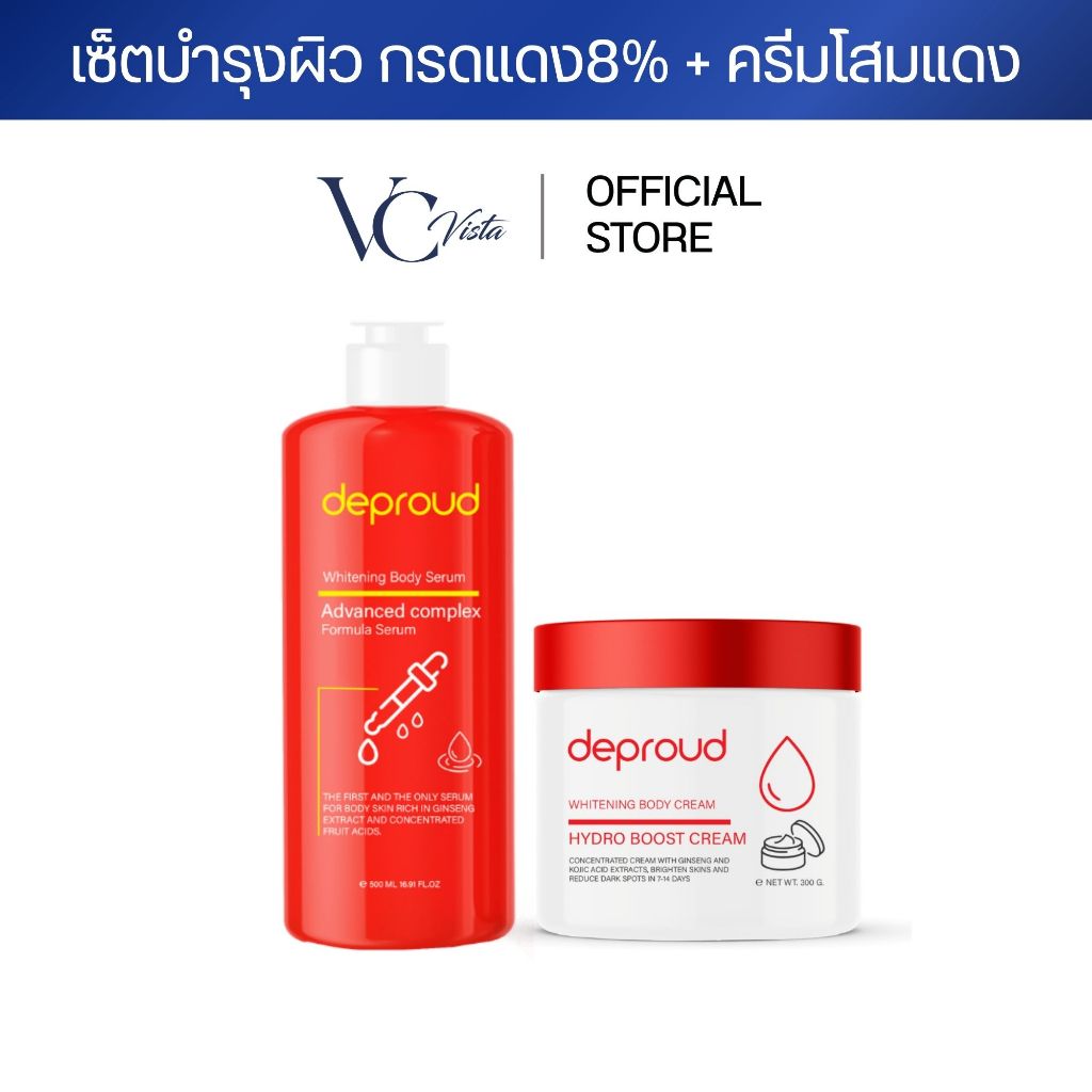[1 แถม 1] Deproud  Whitening Body Serum เซตกรดแดง8% แถม ครีมโสมฝาแดง