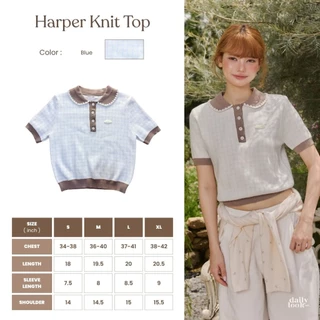 DAILYLOOK.SM --- Harper knit top เสื้อไหมพรม ทอลายสก็อตตัดขอบด้วยสีน้ำตาล