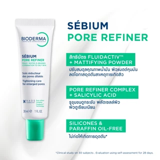 Bioderma Sebium H2O 500 ml + Sebium Pore Refiner 30 ml คลีนซิ่งและครีมบำรุง สำหรับผิวมัน รูขุมขนกว้าง เป็นสิวง่าย
