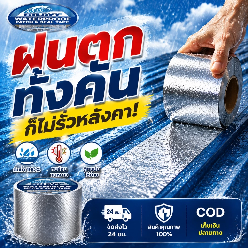 เทปบิวทิลกันน้ำ หน้ากว้าง5/10/15/20/30ซม ติดสนิทไม่หลุด ทนทาน10ปี ใช้ได้ทั้งภายในและภายนอก