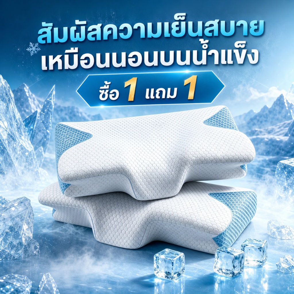 ซื้อ 1 แถม 1 MT หมอนสุขภาพผีเสื้อ HyperCool Ergonomic หมอนแก้ปวดคอ กันตกหมอน รองรับกระดูกคอ นอนหลับสบาย