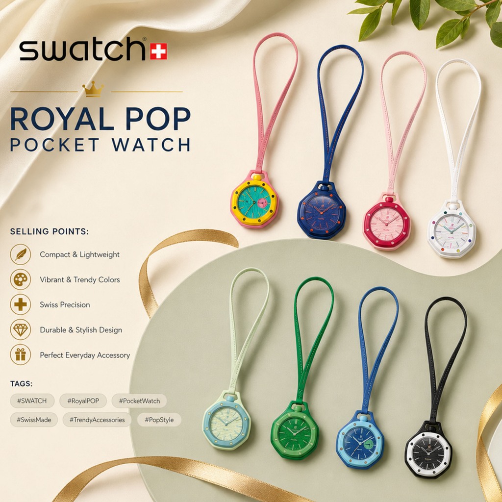 AP X SWATCH Royal POP Pocket Watch นาฬิกาพกวินเทจแฟชั่นนาฬิกาควอตซ์สำหรับผู้หญิงผู้ชาย