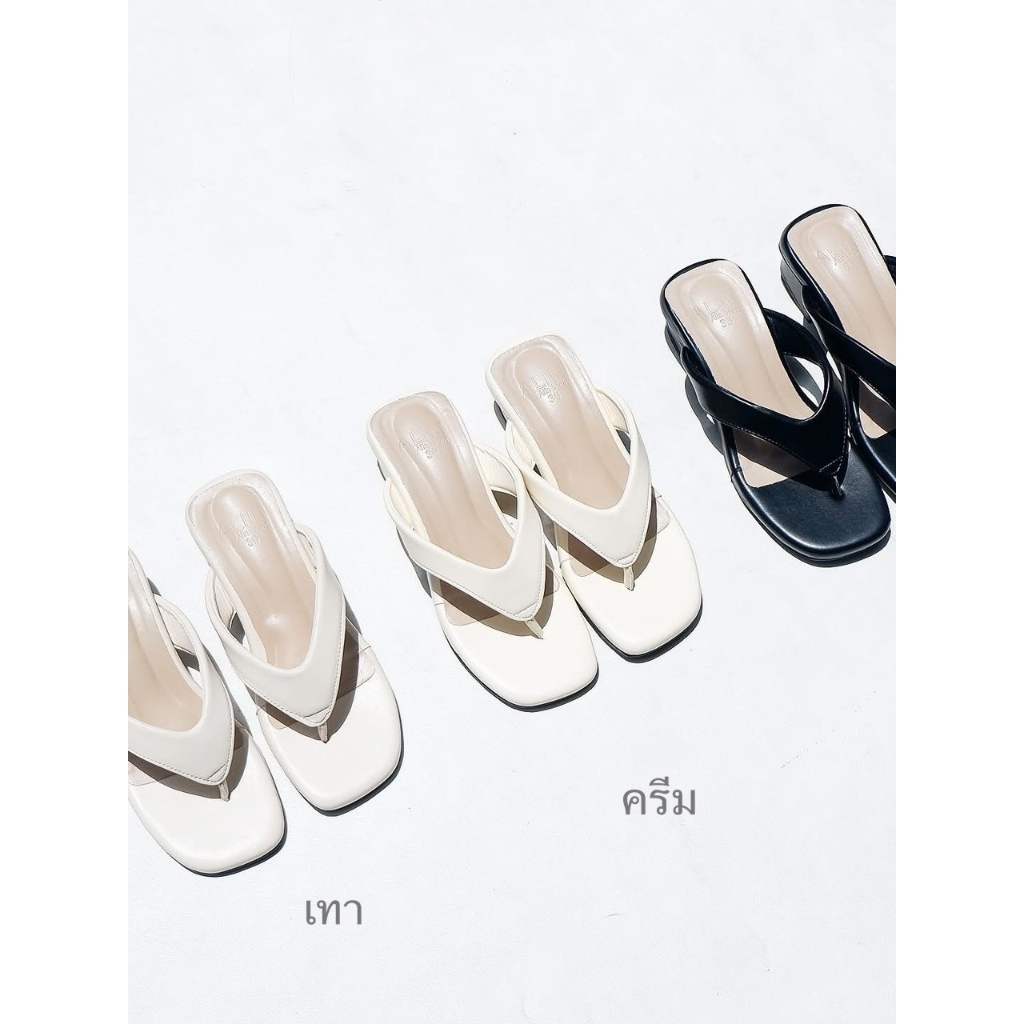 25twentyfives - รุ่น ซาเรีย รองเท้าแตะคีบส้นเตี้ยทรงมินิมอล | ใส่สวยได้ทุกวัน2นิ้ว