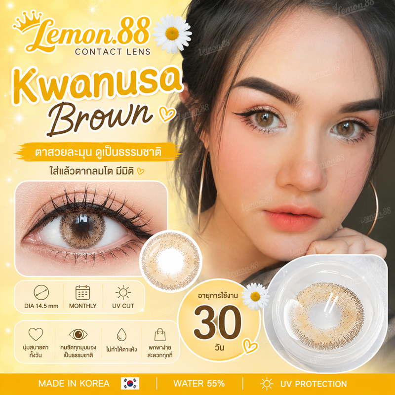 บิ๊กอาย คอนแทคเลนส์ รุ่น Kwanusa gray/ brown ฝาแดง ยี่ห้อ Pitchy lens