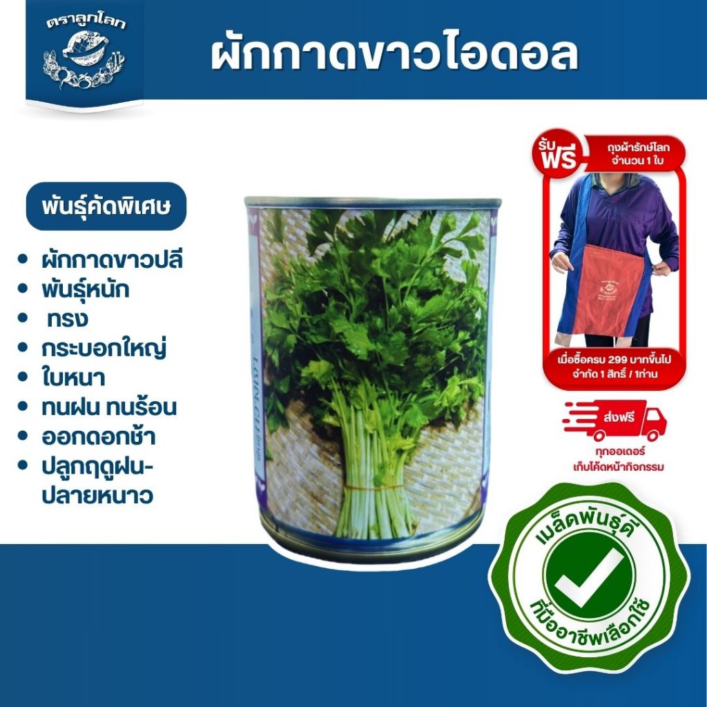 ตราลูกโลก เมล็ดคื่นฉ่าย กวางเจา Celery เมล็ดพันธุ์ผัก ผักสวนครัว