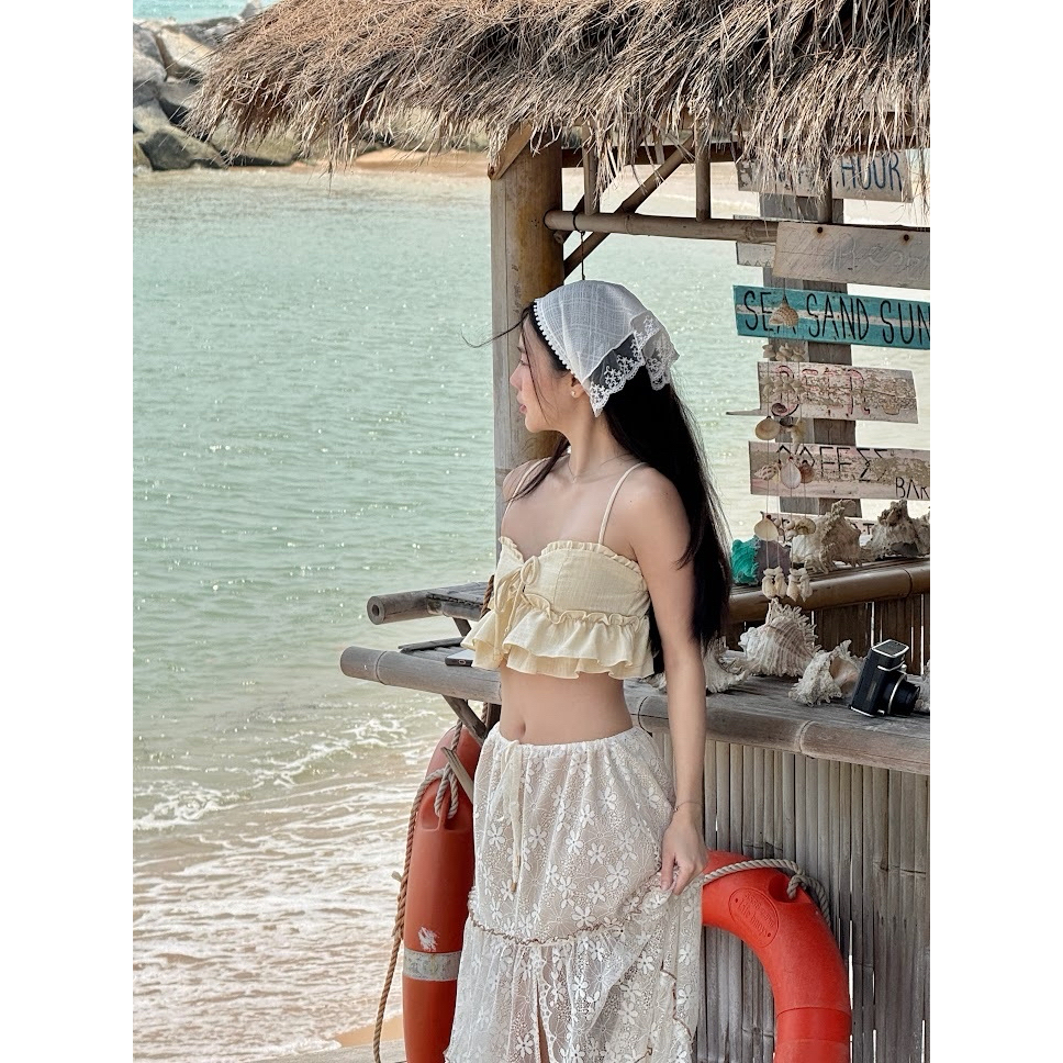 กระโปรงผ้าลูกไม้ Lily skirt (เฉพาะกระโปรง) (W042)