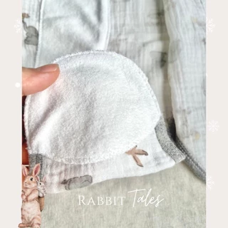 Cali บอดี้สูทขาเว้า ผ้าดูด เด็กอ่อน 0-3 เดือน ผ้ามัสลินทอ สไตล์เกาหลี *Rabbit tale *ป้าย Cali Baby