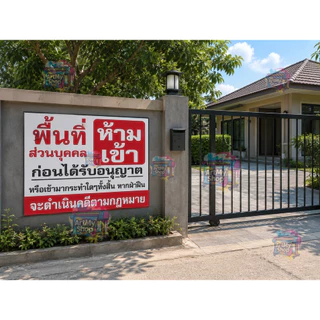 ป้ายไวนิล ห้ามเข้าก่อนได้รับอนุญาต CCTV ไวนิลหนา 400g ที่ส่วนบุคคล พื้นที่ส่วนบุคคล ที่ดินส่วนบุคคล ห้ามบุกรุก ห้ามเข้า
