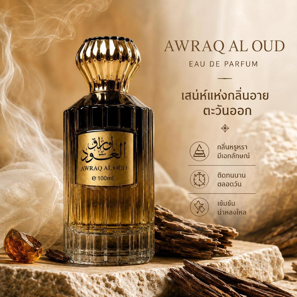 AWRAQ AL OUD 100ml น้ำหอมอูดอาหรับ EDP สำหรับผู้ชาย ติดทนนาน กลิ่นตะวันออกกลาง เหมาะเป็นของขวัญ