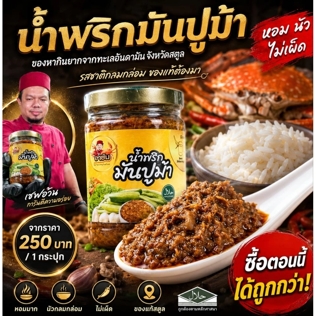 น้ำพริกมันปูตัวดังร้านบังฮาซันสูตรดั้งเดิม