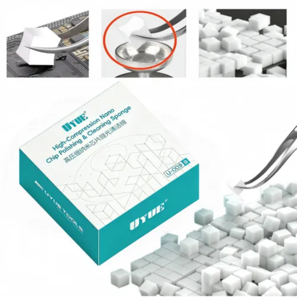 UYUE U-009B ฟองน้ำนาโนขัดชิป/บอร์ด ฟองน้ำทำความสะอาดบอร์ดวงจร IC LCD (บรรจุ 500 ชิ้น/กล่อง)