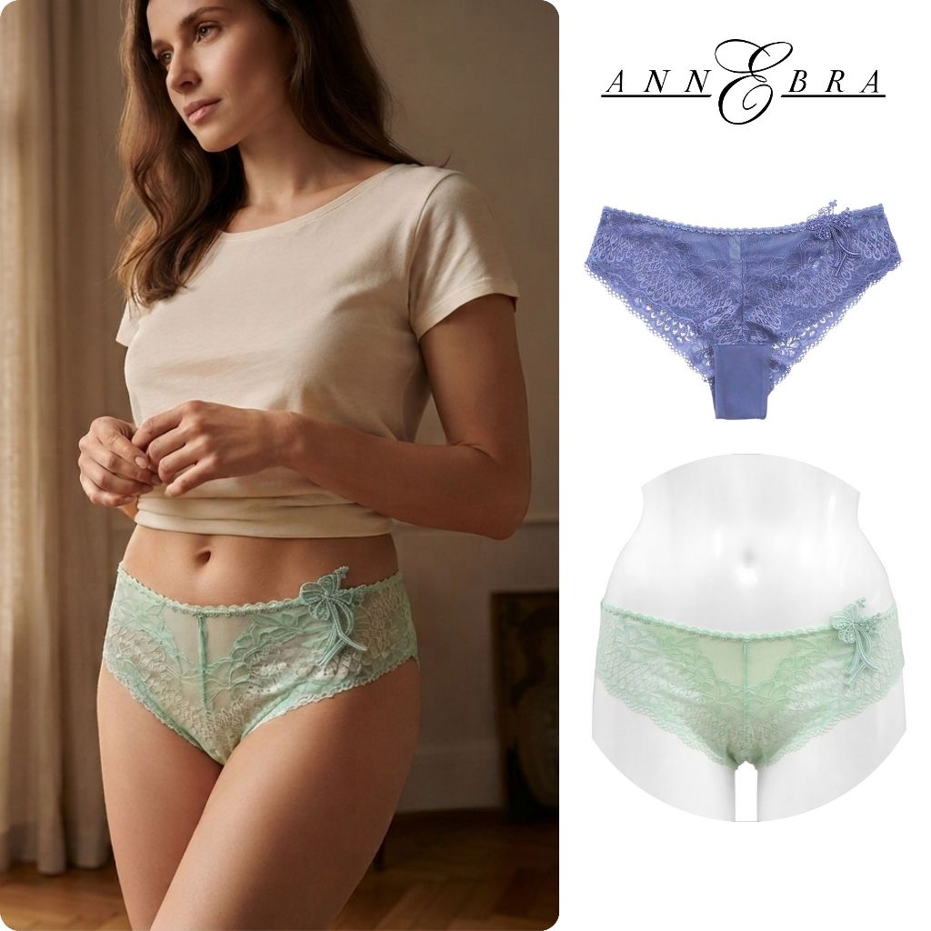 Annebra กางเกงใน ทรงบอยเลค ผ้าลูกไม้ Boyleg Panty รุ่น AU3-865 สีเขียว(PASTEL GREEN,L)