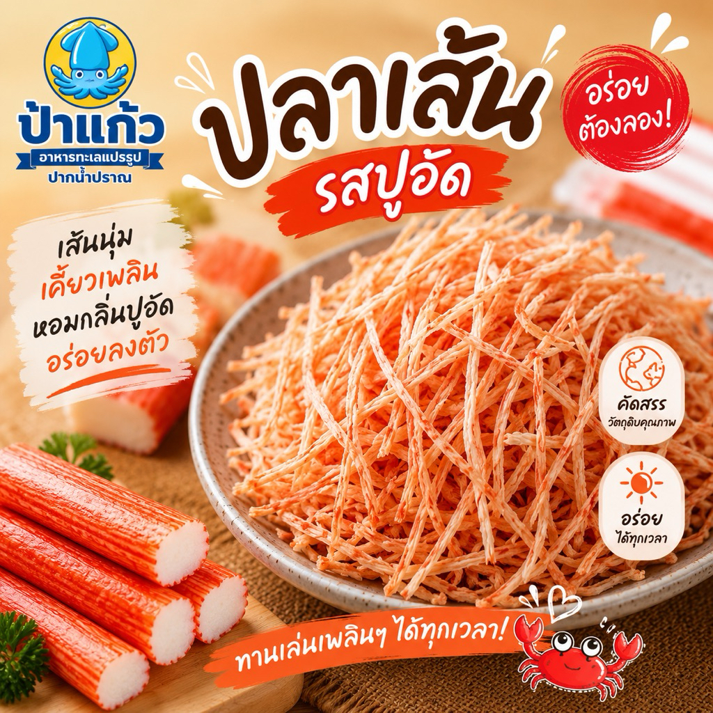 เนื้อปลาทาโร่ รสปูอัด ทานเล่น อร่อยเพลิน 150 กรัม