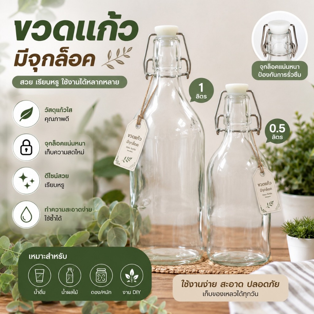 โหลแก้ว มีฝาปิดกันอากาศเข้า ขวดแก้ว คอร์เก้น อิเกีย Glass Jar Bottle Carafe KORKEN IKEA