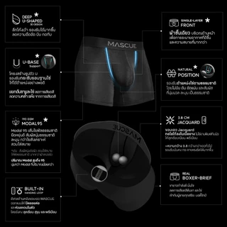 MASCUE Deep U-Shaped 3D Boxer Brief [White] | เป้าลึก ผ้าเป้าชั้นเดียว Modal95 นุ่ม ละมุน ฟีลธรรมชาติ