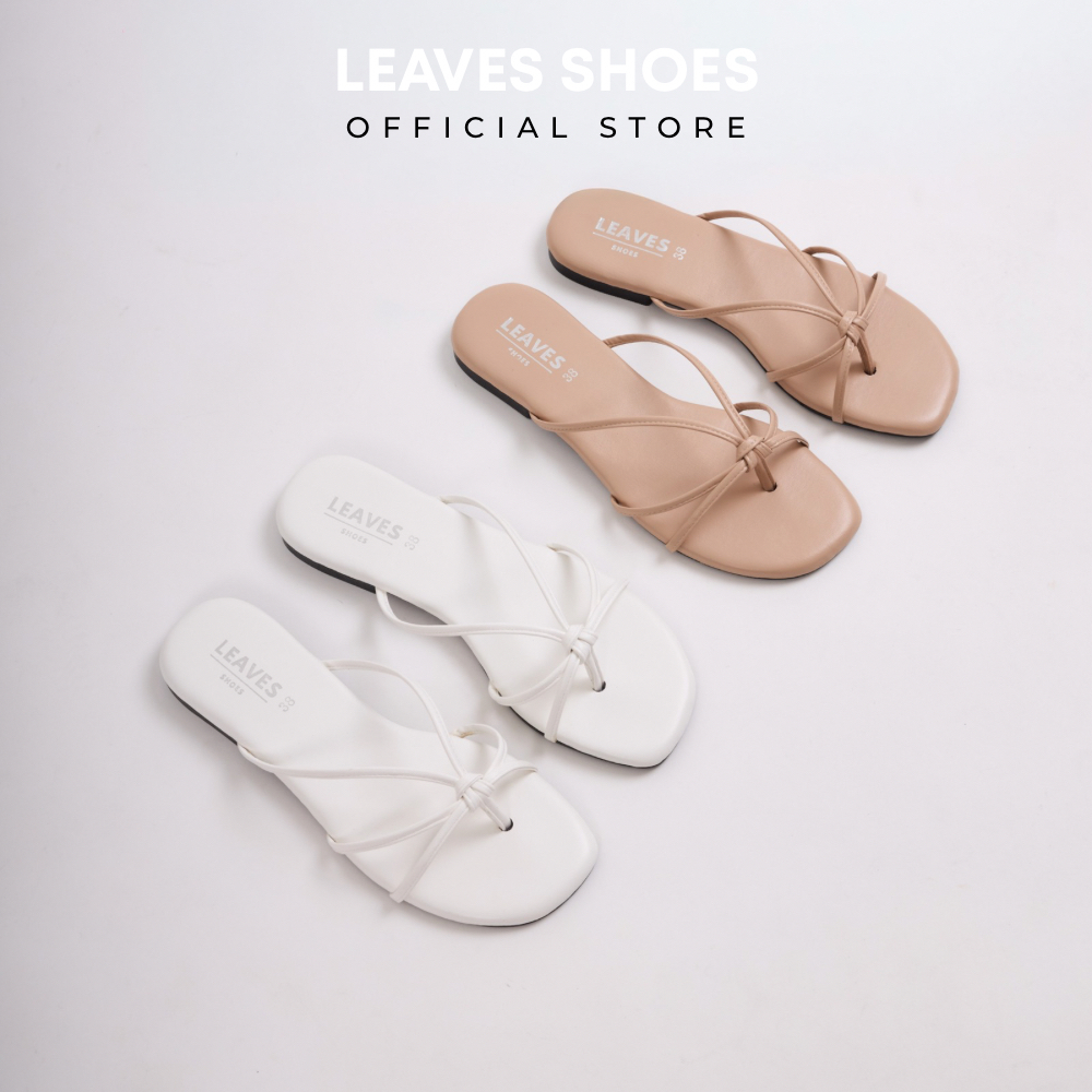 Leaves Shoes รองเท้าแตะสวมผู้หญิง รุ่น WINE สีนู้ด ขาว ไซส์ 36-41