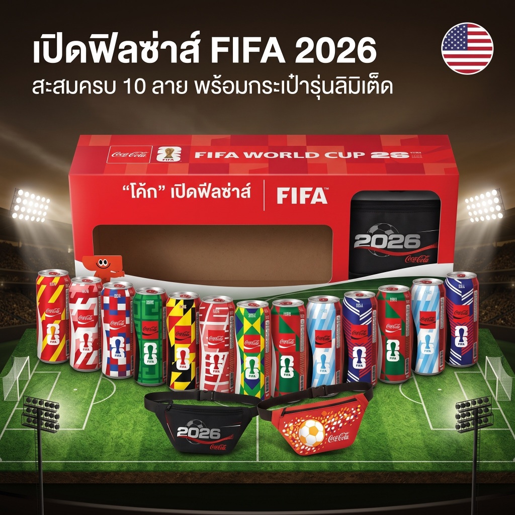 Coca-Cola FIFA World Cup 2026 Special Set เซ็ตพิเศษโค้กฟีฟ่า 2026 (โค้กลิมิเต็ด, บอลโลก2026) นำเข้าจ