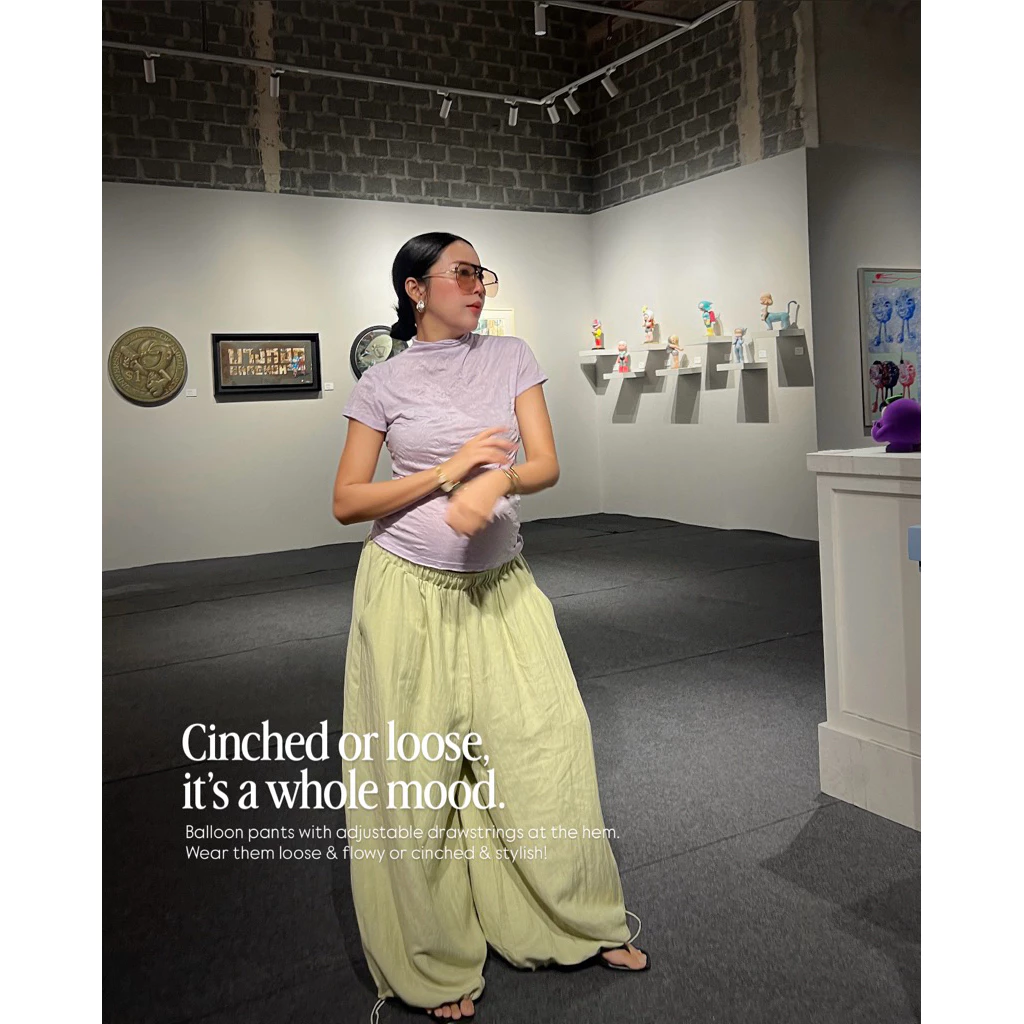 25SUMMER P33 - Loose balloon pants กางเกงบอลลูนรูดจั้มขา